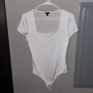 Express Square Neck Double Lined Classic White Bodysuit